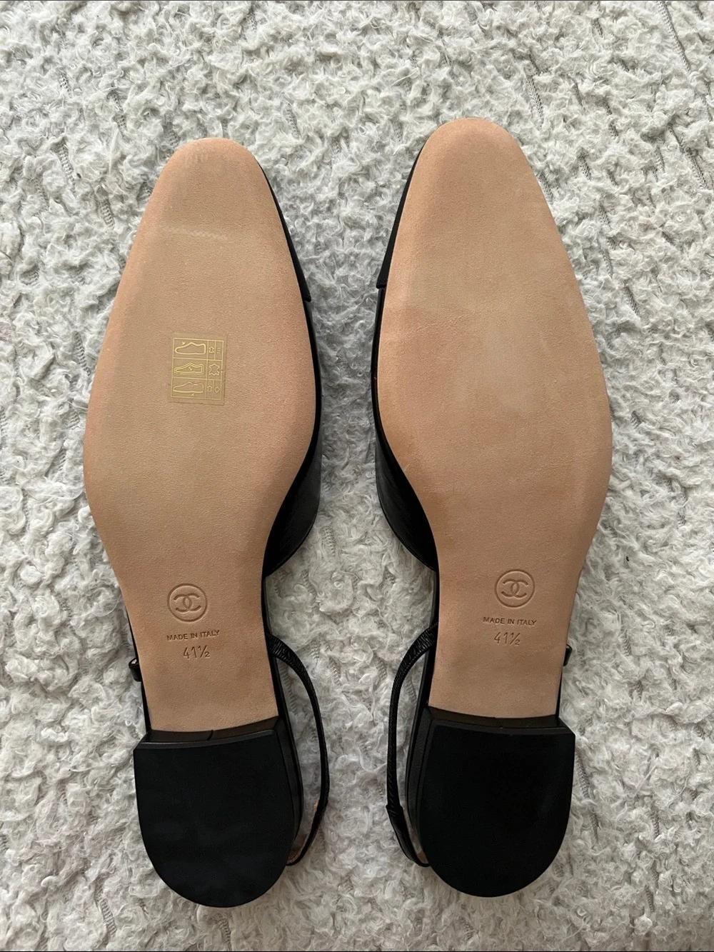 CHANEL Black Slingblack Flats